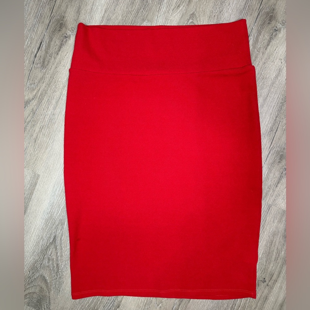 LuLaRoe Cassie Skirt Womens Pencil Skirt Small S Solid Red